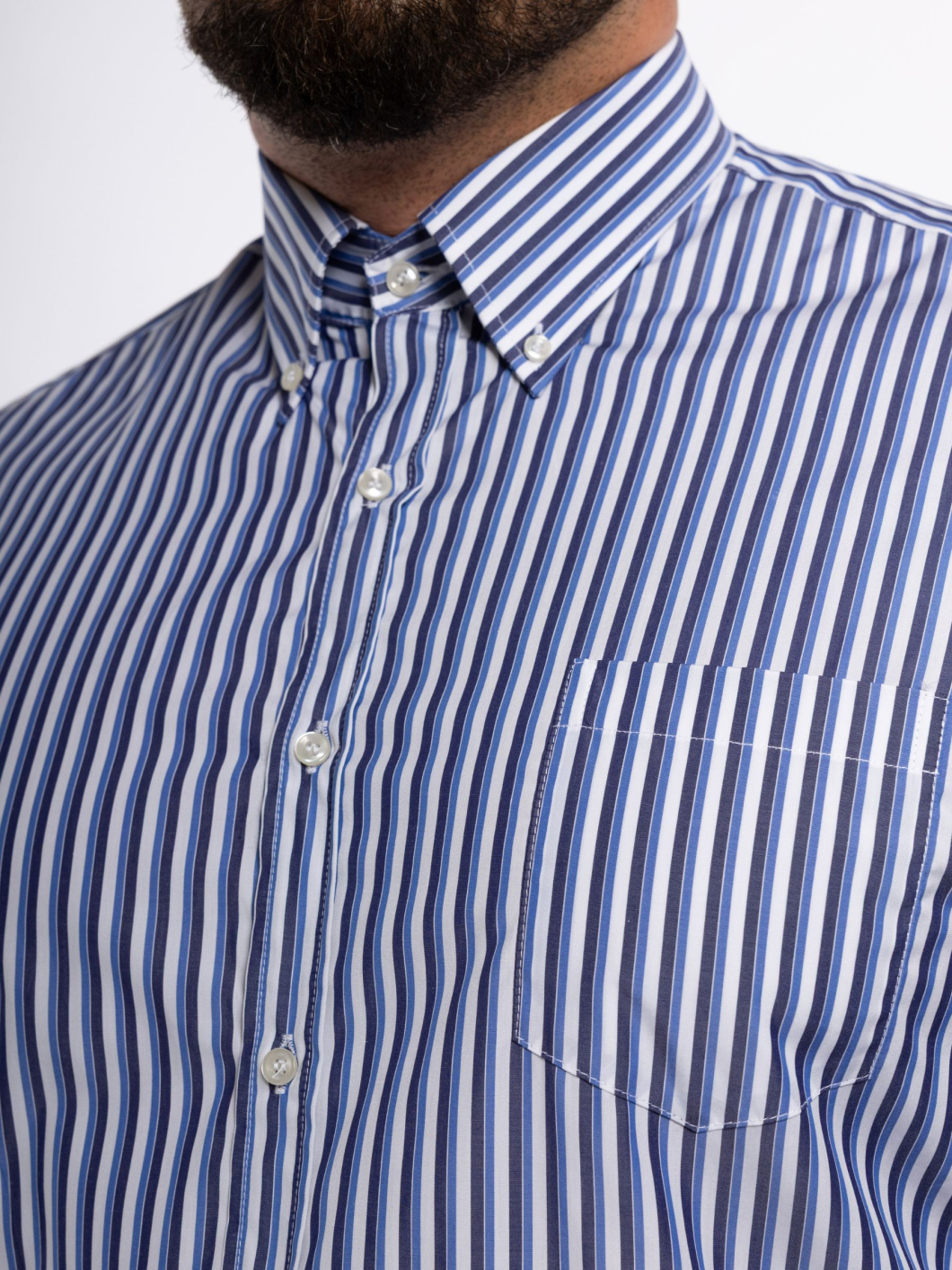 Chemise Popeline Rayée Grande Taille Bleue et Blanche