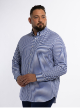 Chemise Popeline Rayée Grande Taille Bleue et Blanche