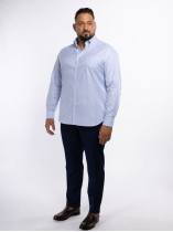 Chemise Oxford Rayée Grande Taille Ciel et Blanche