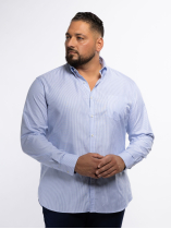 Chemise Oxford Rayée Grande Taille Ciel et Blanche