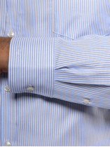 Chemise Oxford Rayée Grande Taille Ciel et Blanche