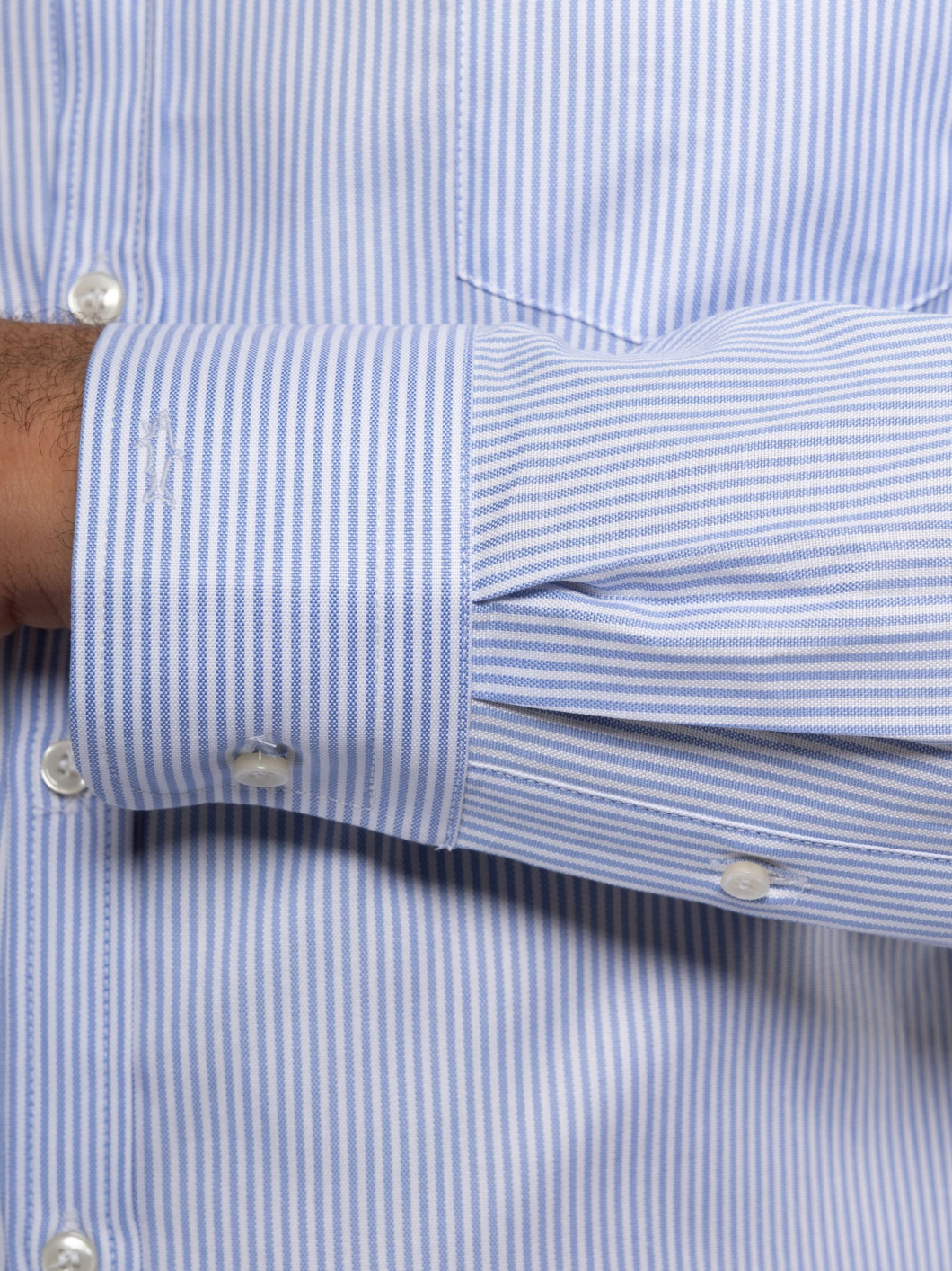 Chemise Oxford Rayée Grande Taille Ciel et Blanche