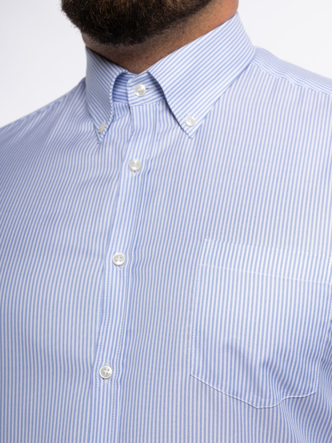 Chemise Oxford Rayée Grande Taille Ciel et Blanche