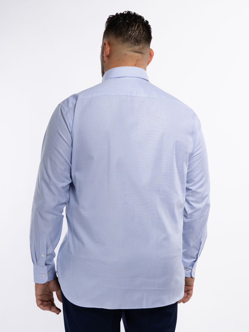 Chemise Oxford Rayée Grande Taille Ciel et Blanche