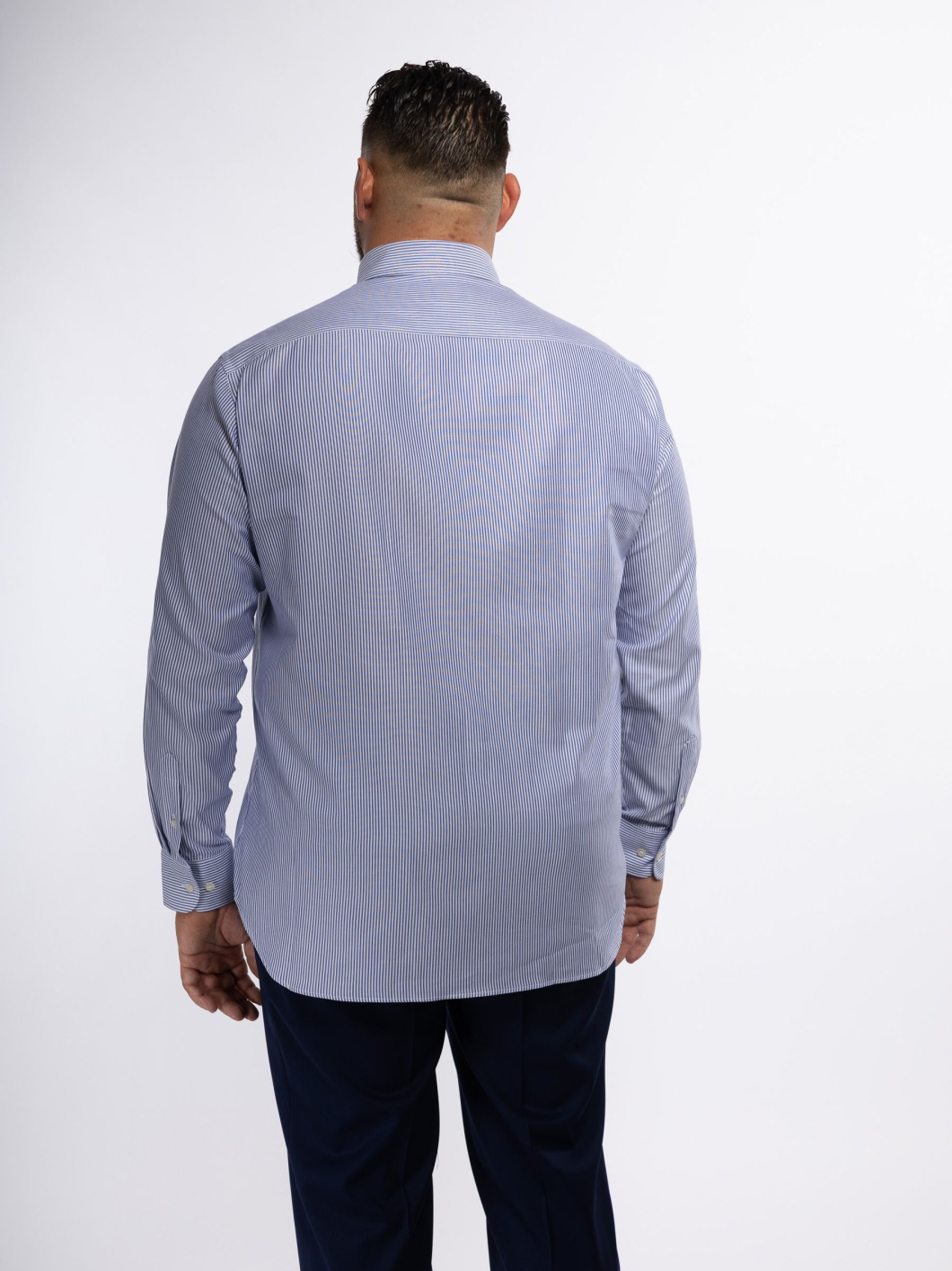 Chemise Oxford Rayée Grande Taille Marine et Blanche