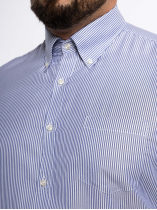 Chemise Oxford Rayée Grande Taille Marine et Blanche