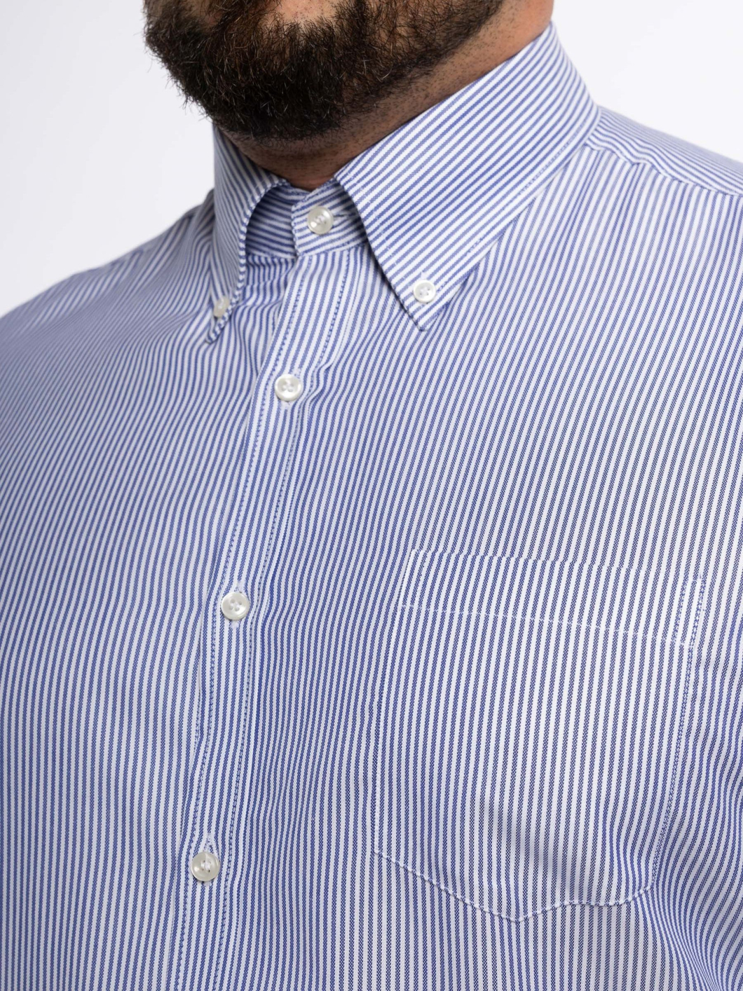 Chemise Oxford Rayée Grande Taille Marine et Blanche