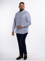 Chemise Oxford Rayée Grande Taille Marine et Blanche