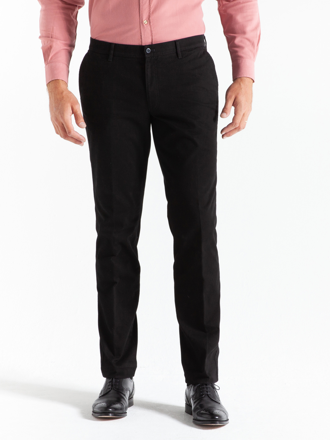 Pantalon coton uni chino noir homme grande taille | Capel