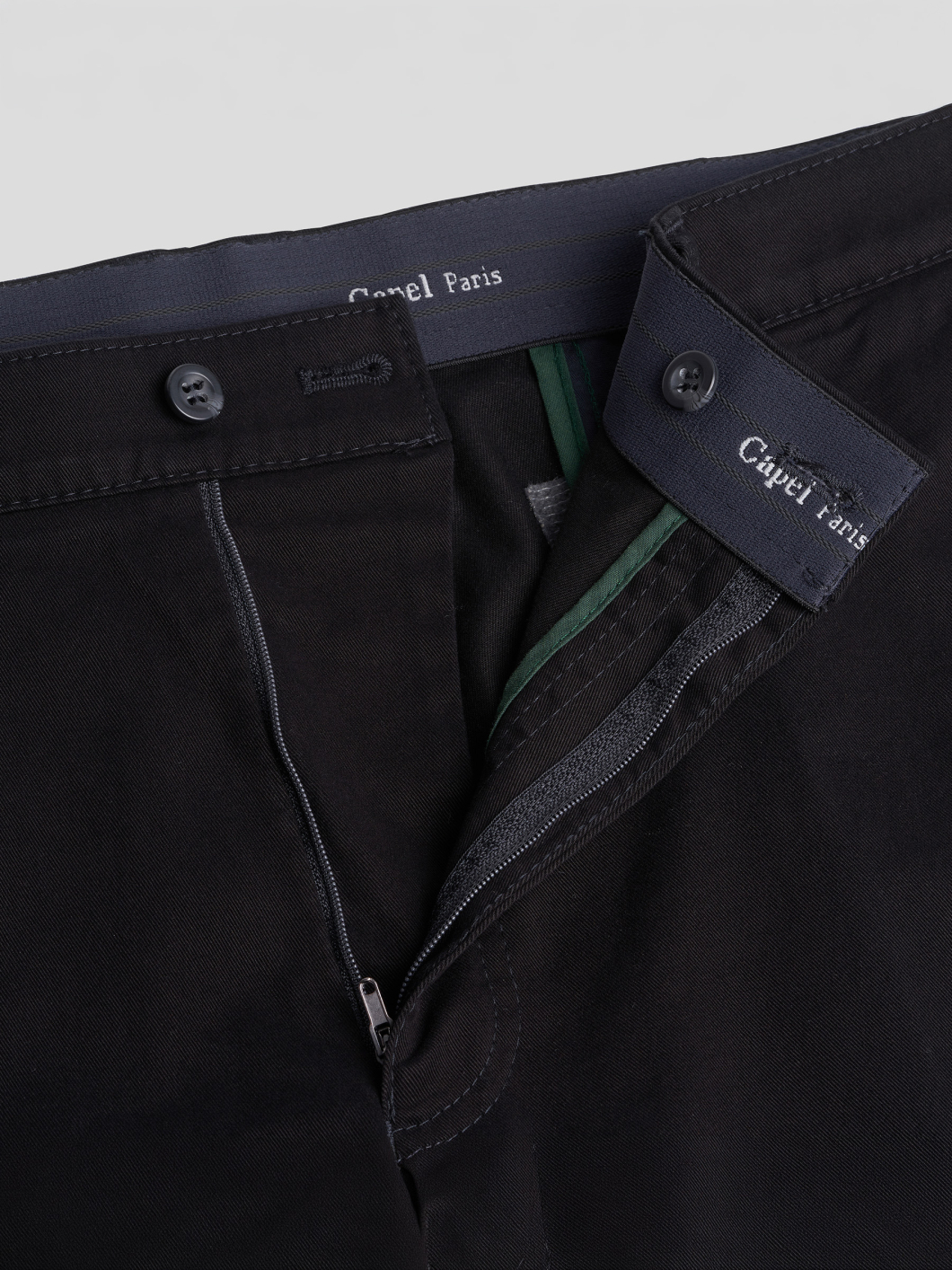 Pantalon coton uni chino noir homme grande taille | Capel