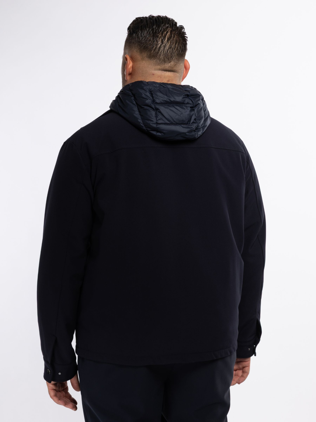 Veste Chemise avec Capuche Amovible Grande Taille Marine