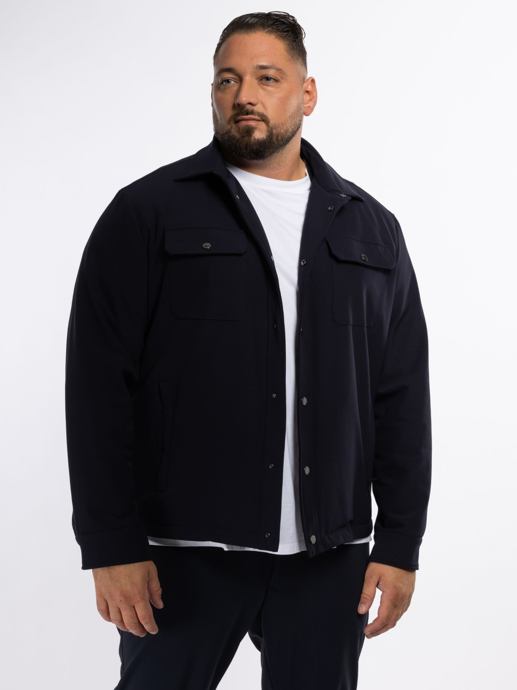 Veste Chemise avec Capuche Amovible Grande Taille Marine