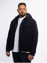 Veste Chemise avec Capuche Amovible Grande Taille Marine