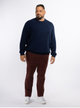 Pull Col Rond Texturé Grande Taille Marine