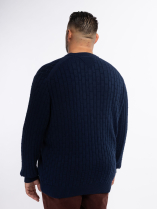 Pull Col Rond Texturé Grande Taille Marine