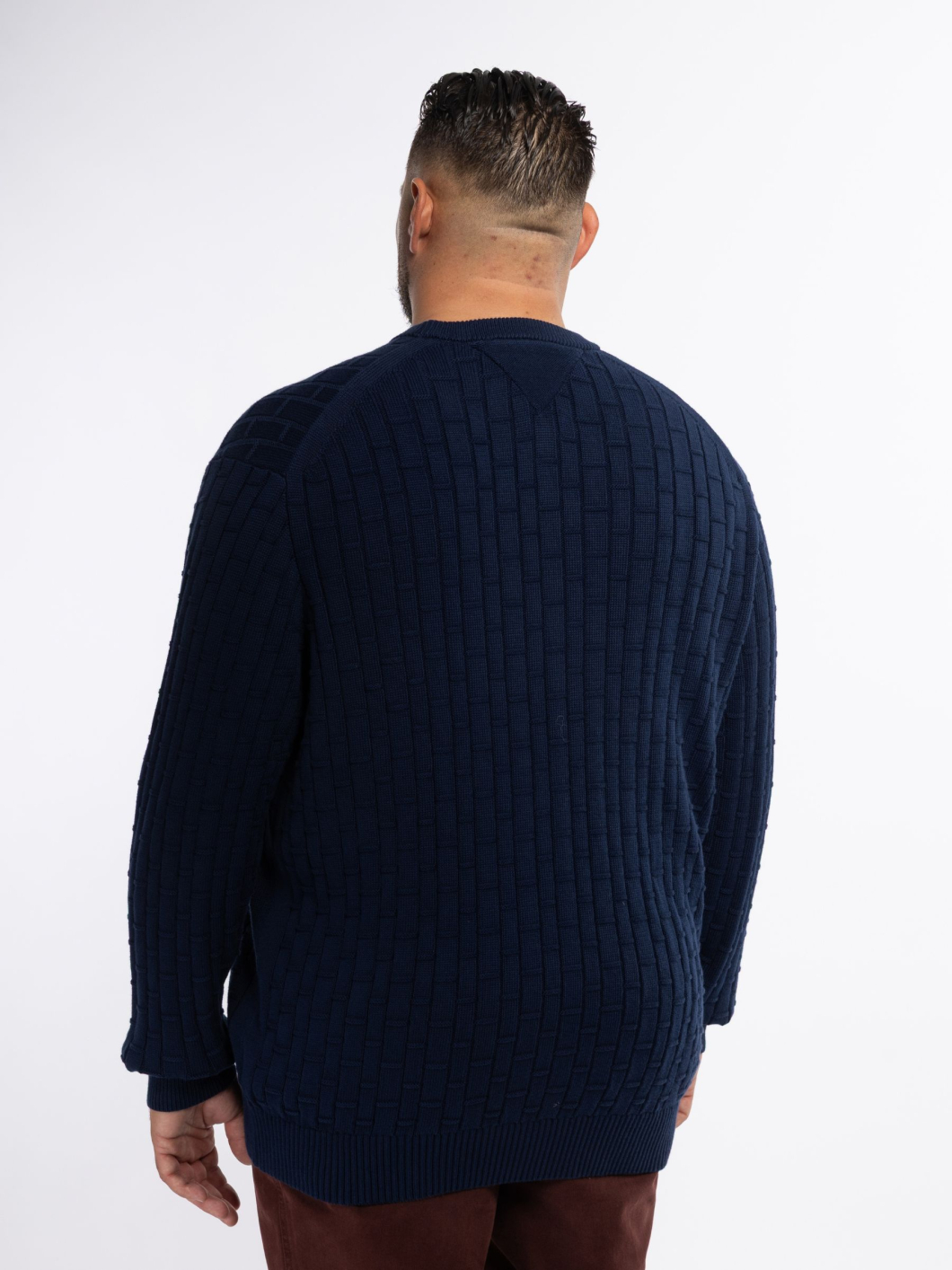 Pull Col Rond Texturé Grande Taille Marine