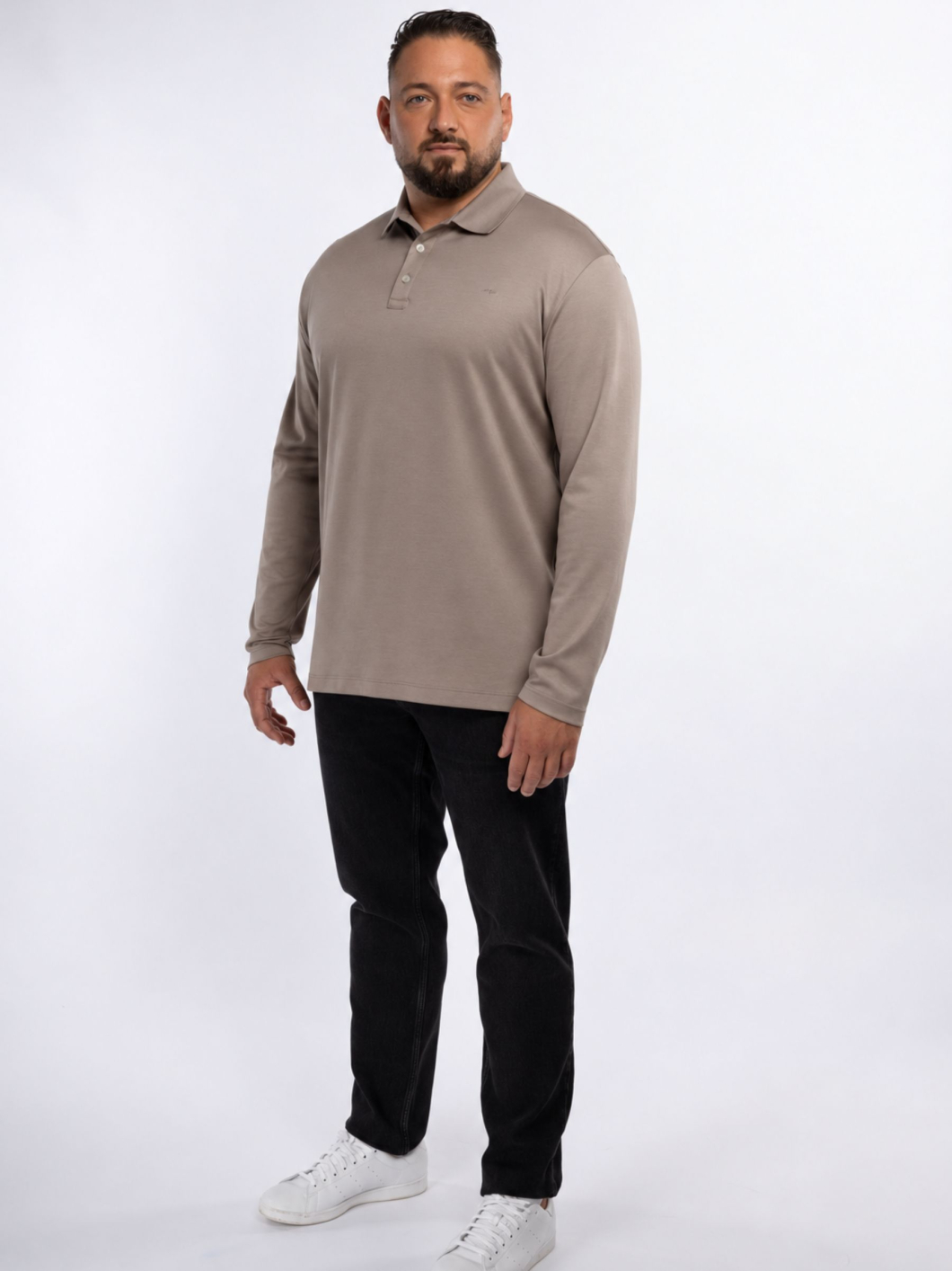 Polo Manches Longues Interlock Grande Taille Beige