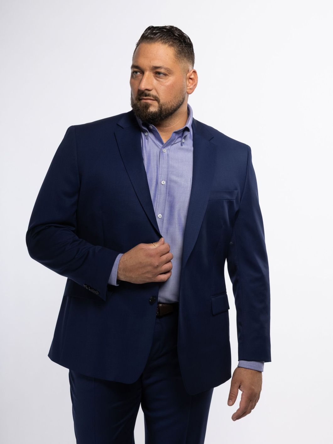 Veste en Gabardine de Laine Grande Taille Marine