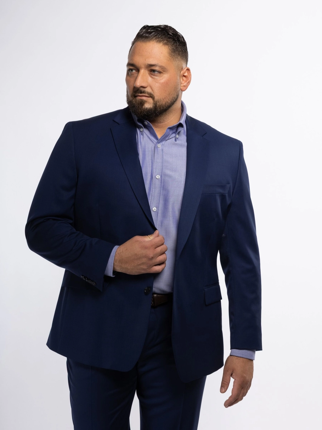 Veste en Gabardine de Laine Grande Taille Marine