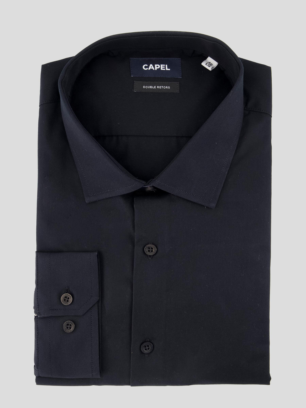 Chemise noire business 100% coton double retors homme grande taille | Capel