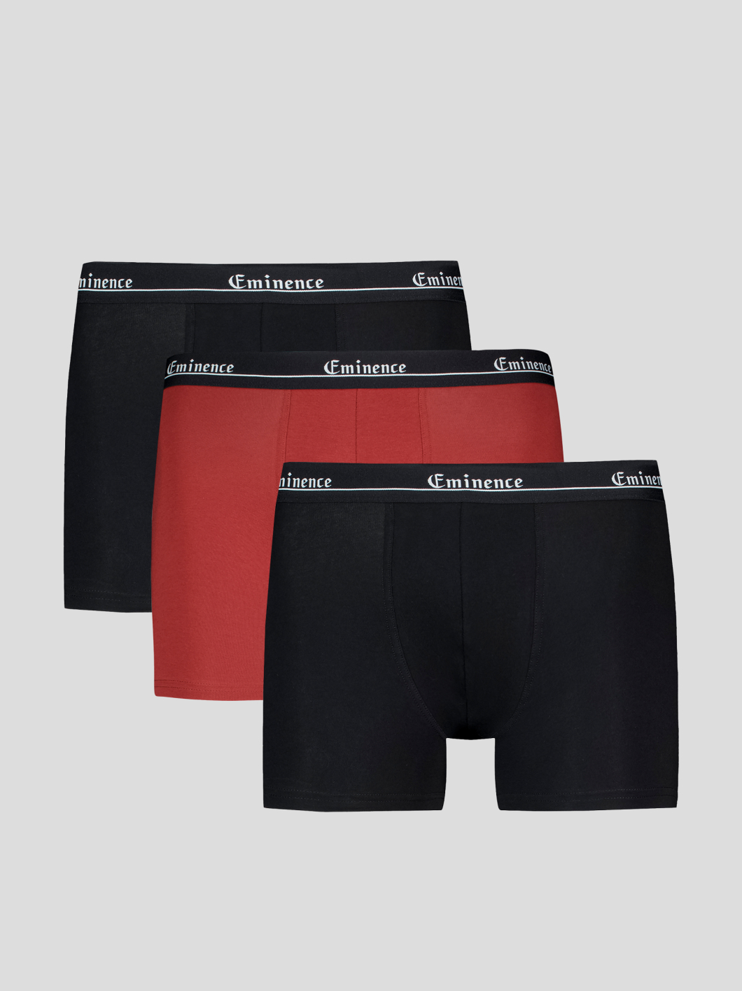 Pack 3 Boxers Grande Taille Noirs et Rouille Eminence - Capelstore