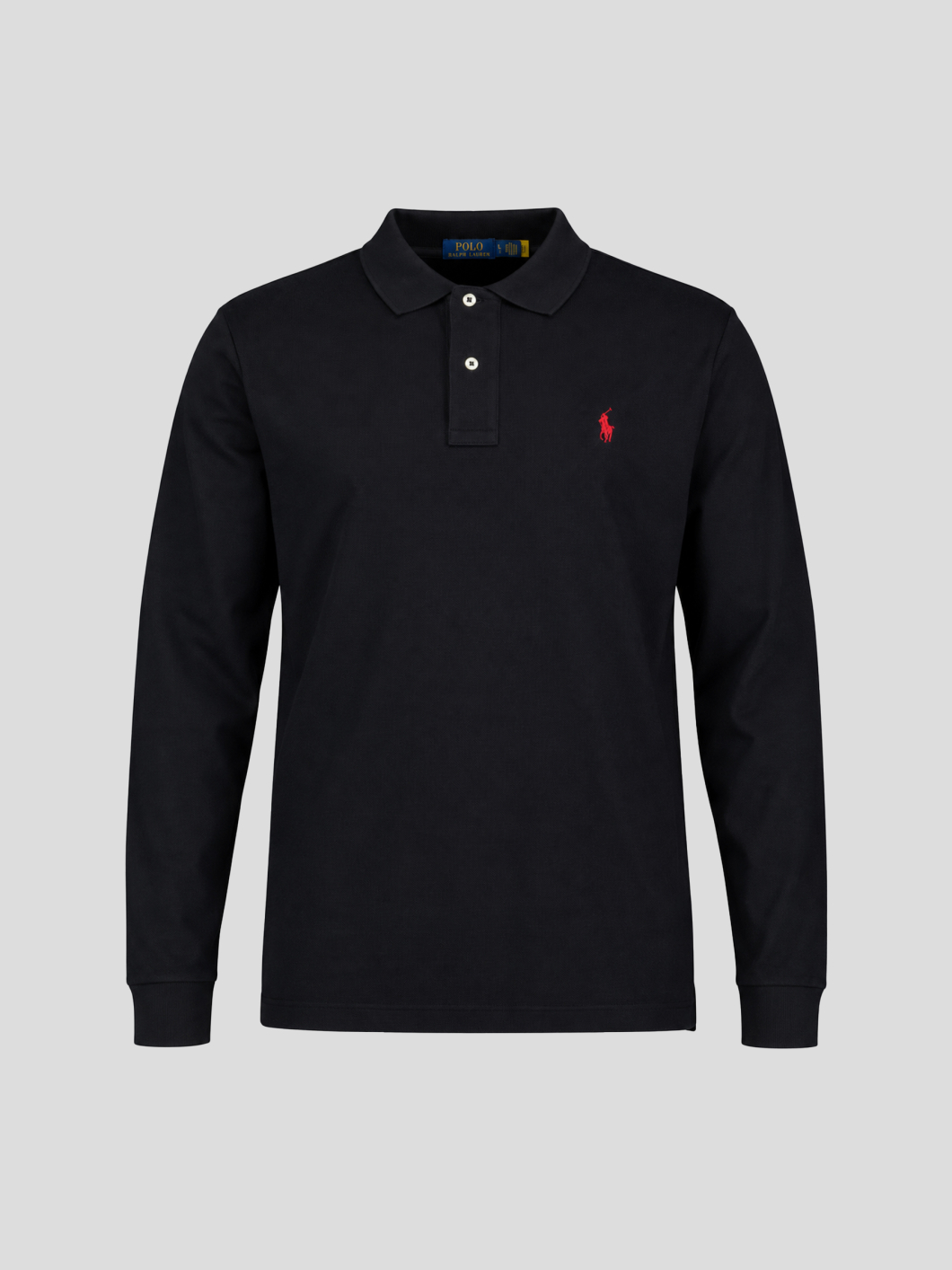Polo Piqué Manches Longues Grande Taille Noir