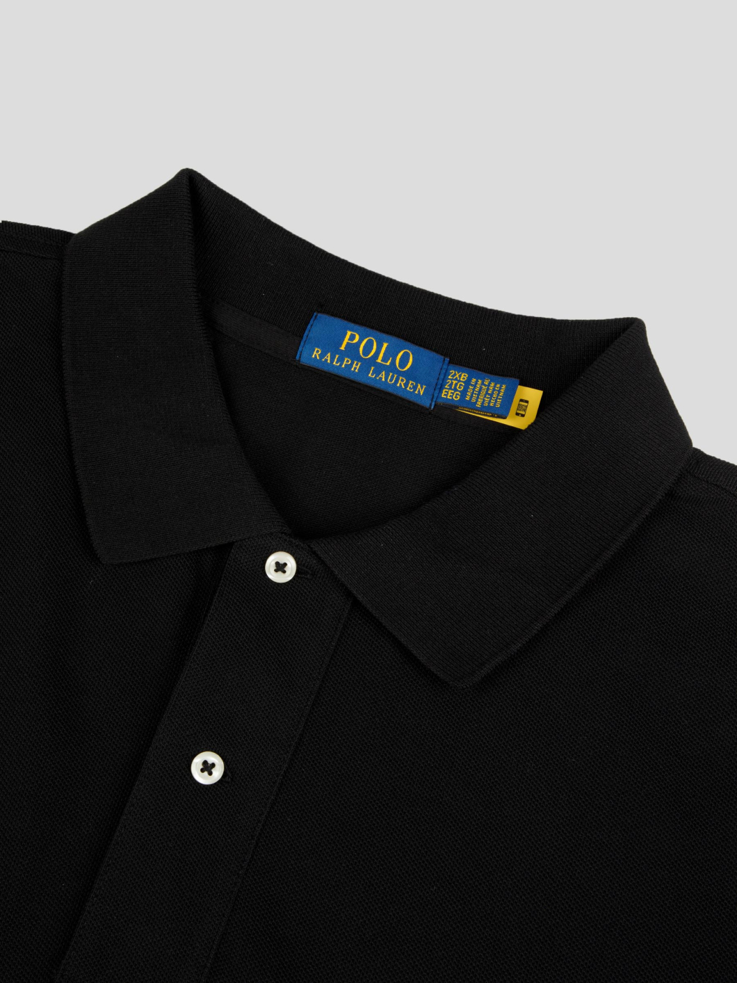 Polo Piqué Manches Longues Grande Taille Noir