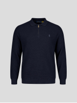 Pull Structuré Col Polo Grande Taille Marine