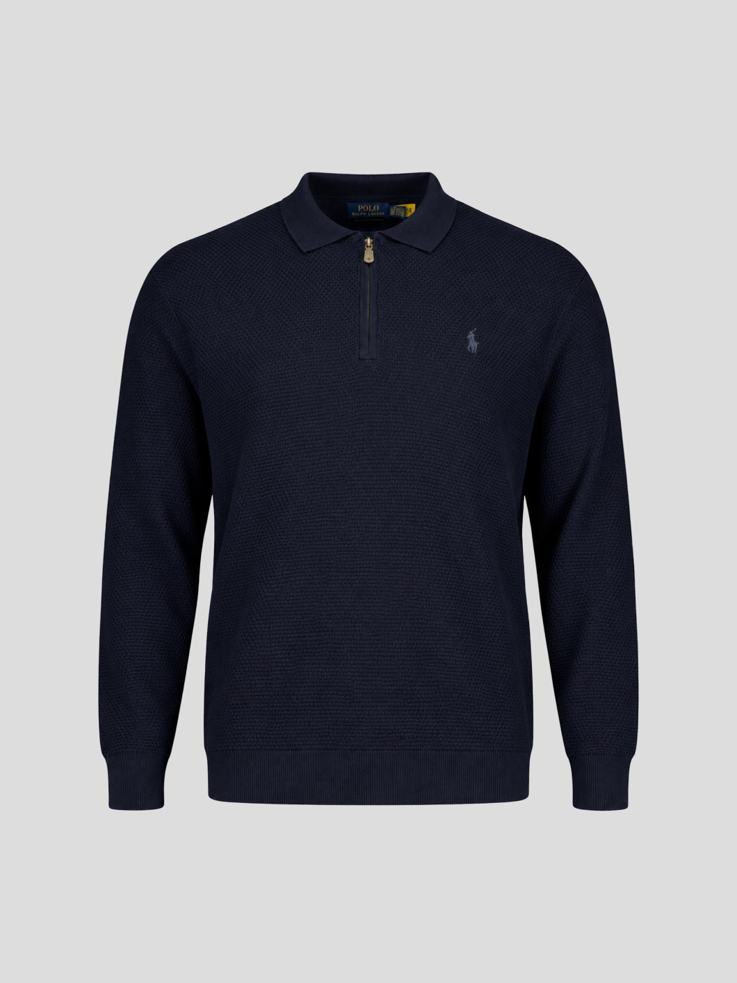 Pull Structuré Col Polo Grande Taille Marine
