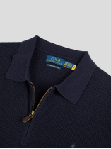 Pull Structuré Col Polo Grande Taille Marine