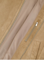 Blouson en Cuir Velours Grande Taille Beige