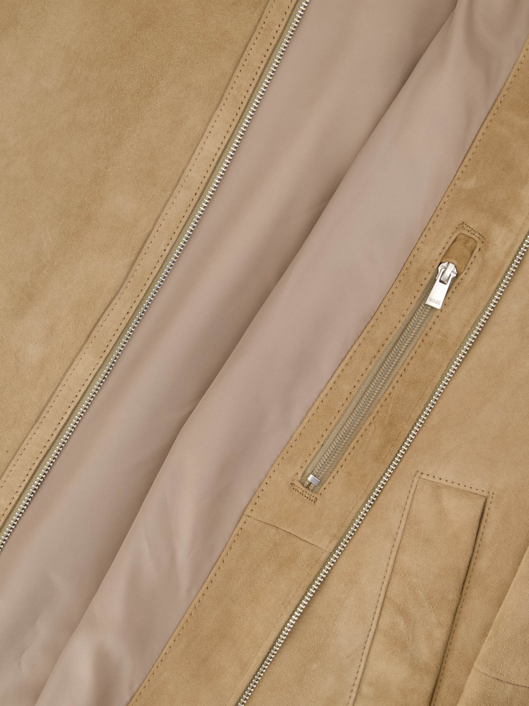 Blouson en Cuir Velours Grande Taille Beige