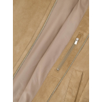Blouson en Cuir Velours Grande Taille Beige