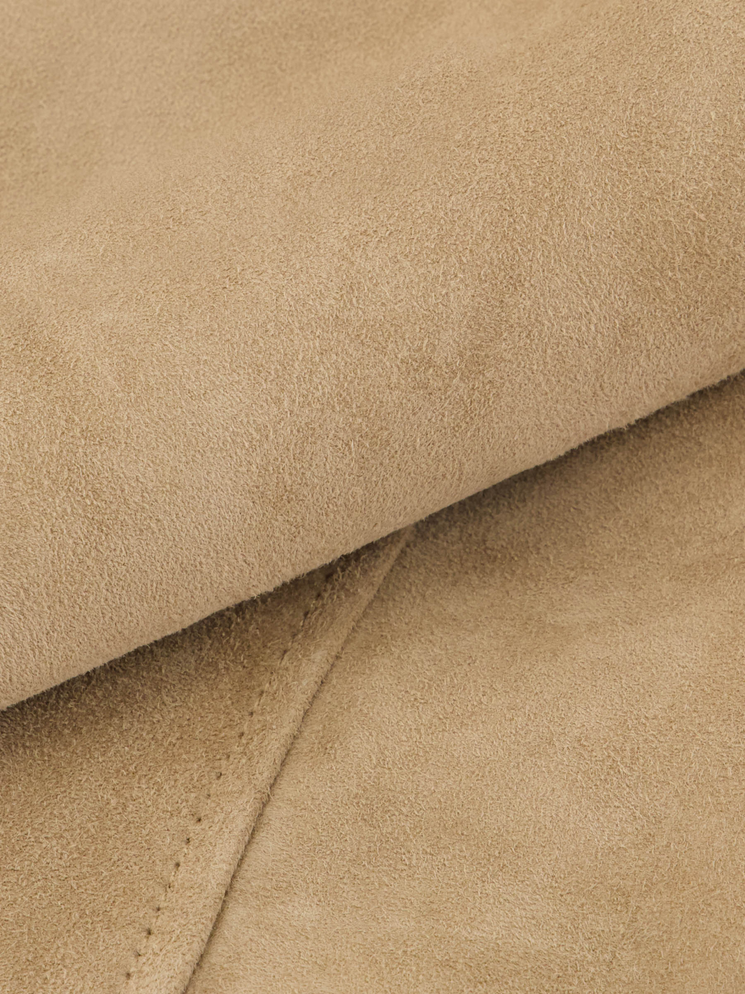 Blouson en Cuir Velours Grande Taille Beige