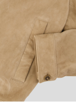 Blouson en Cuir Velours Grande Taille Beige