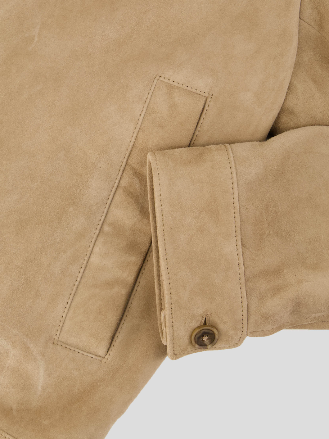 Blouson en Cuir Velours Grande Taille Beige