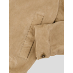 Blouson en Cuir Velours Grande Taille Beige