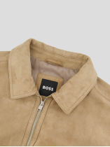 Blouson en Cuir Velours Grande Taille Beige