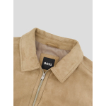 Blouson en Cuir Velours Grande Taille Beige