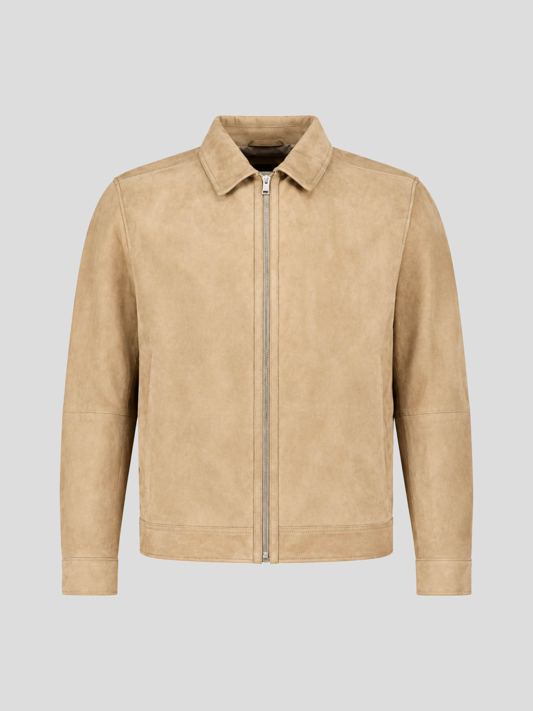 Blouson en Cuir Velours Grande Taille Beige