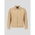 Blouson en Cuir Velours Grande Taille Beige