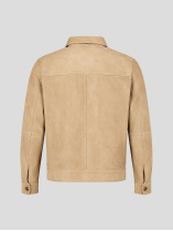 Blouson en Cuir Velours Grande Taille Beige