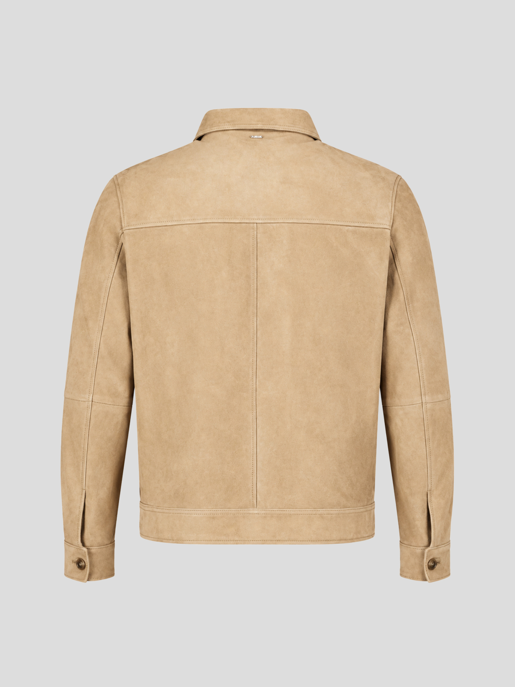 Blouson en Cuir Velours Grande Taille Beige