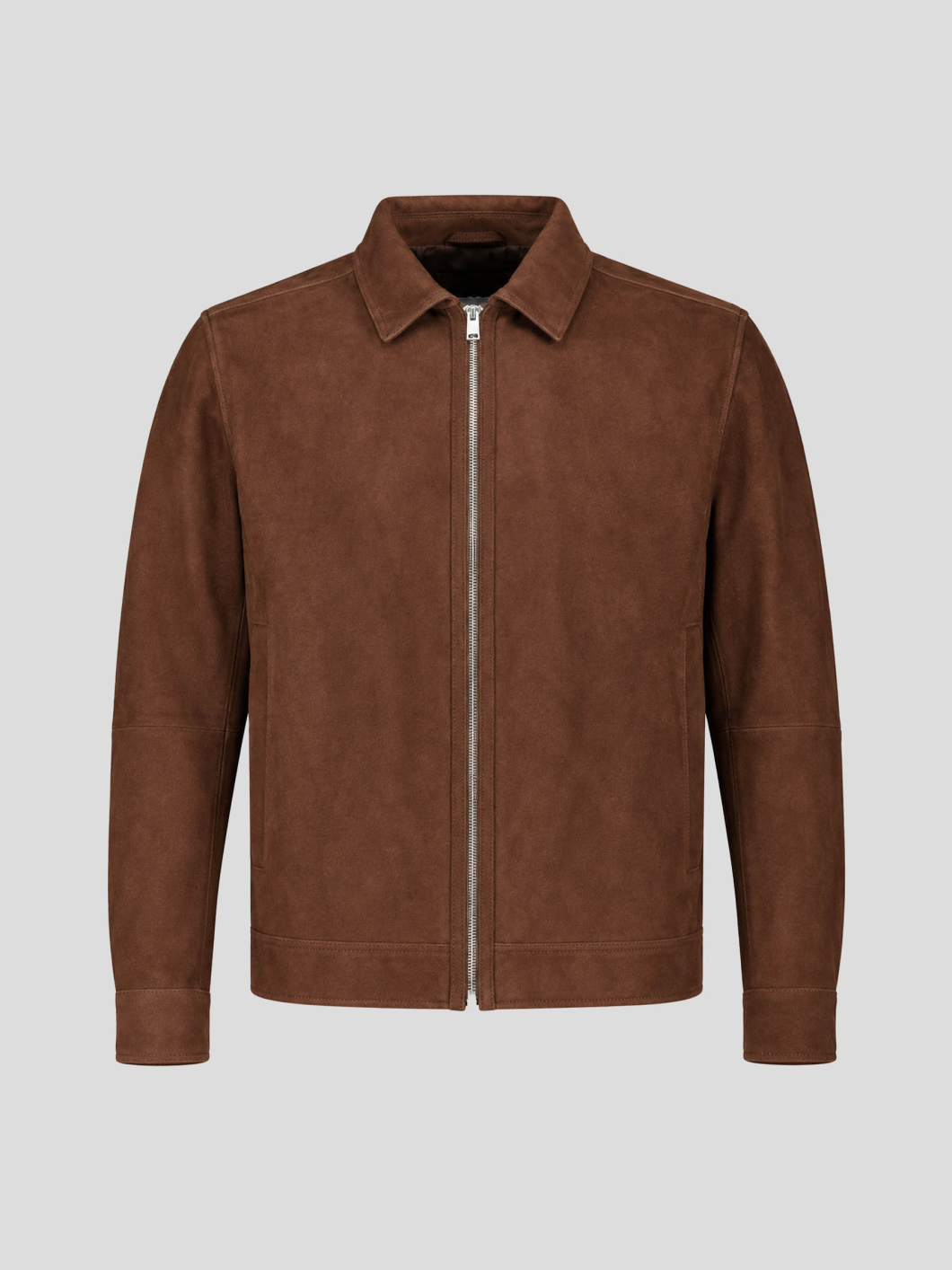 Blouson en Cuir Velours Grande Taille Marron
