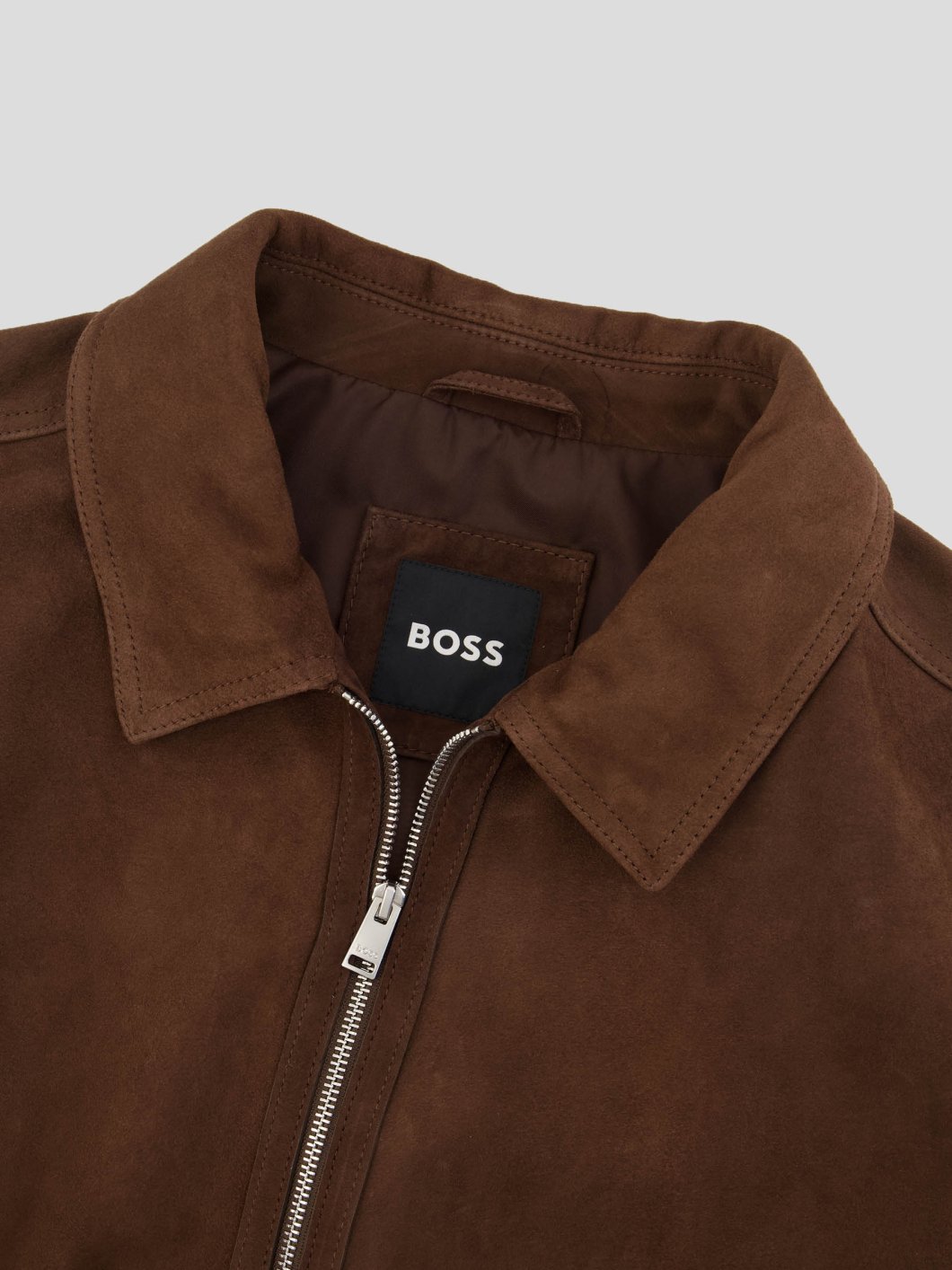 Blouson en Cuir Velours Grande Taille Marron