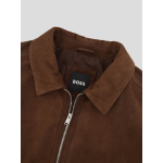 Blouson en Cuir Velours Grande Taille Marron