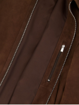 Blouson en Cuir Velours Grande Taille Marron