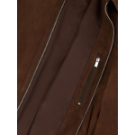 Blouson en Cuir Velours Grande Taille Marron