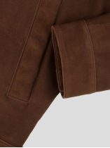 Blouson en Cuir Velours Grande Taille Marron