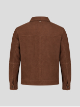 Blouson en Cuir Velours Grande Taille Marron